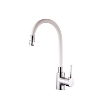 Miscelatore lavello Cromo e Bianco con Leva monocomando mod. Flex
