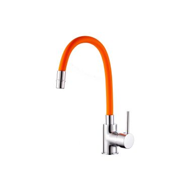 Miscelatore lavello Cromo e arancione con Leva monocomando mod. Flex