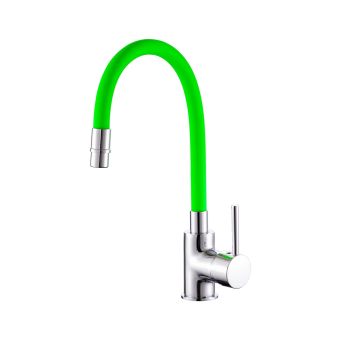 Miscelatore lavello Cromo e verde con Leva monocomando mod. Flex