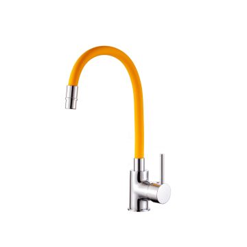 Miscelatore lavello Cromo e giallo con Leva monocomando mod. Flex