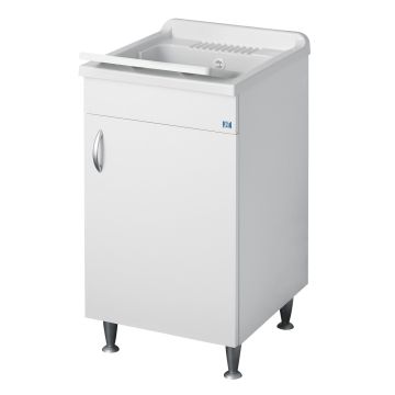 Lavatoio con mobile in nobilitato idrofugo W100 spessore 18 mm colore bianco 50x50 cm mod. Eco