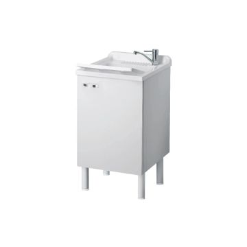 Lavatoio con mobile in nobilitato idrofugo W100 spessore 18 mm colore bianco 50x50 cm mod. Eco