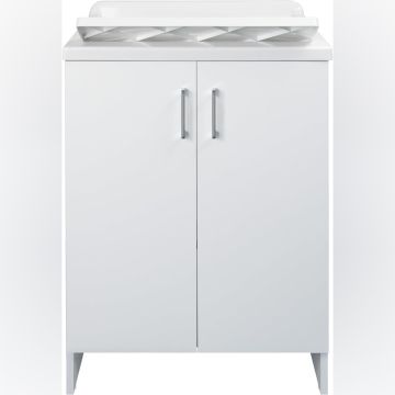 Lavatoio con mobile in nobilitato idrofugo W100 spessore 18 mm colore bianco 50x60 cm mod.