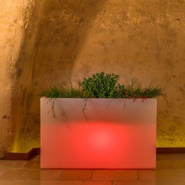 Vaso Luminoso Fioriera In Resina Rettangolare H 80 CM Led Luce Rossa mod. Flowerpot Top Bright