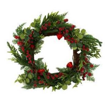 Ghirlanda NataliziaTondaverdecon bacche rosseø 50 cm mod. Degree