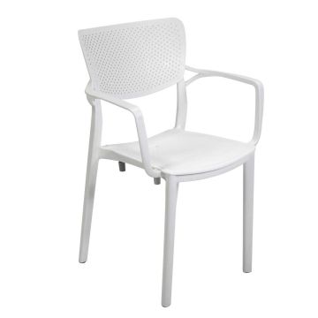 Sedia con braccioli in Polietilene Bianco 54x53 cm 84 cm mod. Alezio