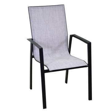 Poltrona impilabile in Alluminio e textilene Antracite 57x65 cm 93 cm mod. Cleveland