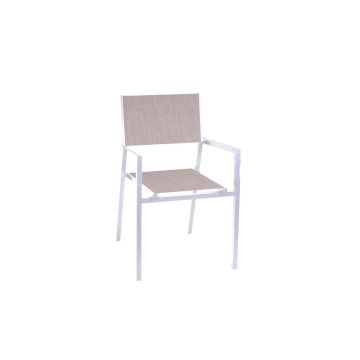 Sedia impilabile con braccioli in Alluminio Bianco 55x56 cm 86 cm mod. Cleveland