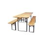 Set tavolo 220x80 cm e panche 220x25 cm in legno di abete mod. Birreria