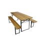 Set tavolo 220x80 cm e panche 220x25 cm in legno di abete mod. Birreria