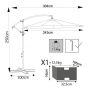 Ombrellone da giardino 2,5x2,5 con telo in poliestere Ecru palo Antracite antivento mod. Almeria