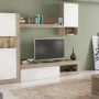 Parete attrezzata soggiorno di colore Bianco e Rovere chiaro mod. Roomy