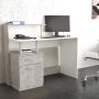 Scrivania con cassettiera di forma Rettangolare di colore Bianco e Grigio effetto cemento mod. Nasdaq