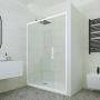 Porta doccia scorrevole 160 CM H 200 Vetro Trasparente Profilo Bianco Matt mod. Deco