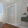 Box doccia scorrevole 80x130 CM H 200 Vetro Trasparente Profilo Bianco Matt mod. Deco Duo