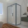 Box doccia scorrevole 70x130 CM H 200 Vetro Trasparente Profilo Blu Navy mod. Deco Duo