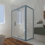 Box doccia scorrevole 70x130 CM H 200 Vetro Trasparente Profilo Blu Navy mod. Deco Duo