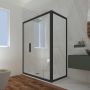 Box doccia scorrevole 70x130 CM H 200 Vetro Trasparente Profilo Nero Matt mod. Deco Duo