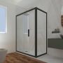 Box doccia scorrevole 70x130 CM H 200 Vetro Trasparente Profilo Nero Matt mod. Deco Duo