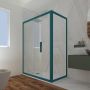 Box doccia scorrevole 75x110 CM H 200 Vetro Trasparente Profilo Verde Night Watch mod. Deco Duo