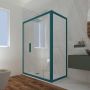 Box doccia scorrevole 75x110 CM H 200 Vetro Trasparente Profilo Verde Night Watch mod. Deco Duo