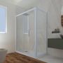 Box doccia scorrevole 75x170 CM H 200 Vetro Trasparente Profilo Blu Vintage mod. Deco Duo