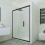 Porta doccia scorrevole 160 CM H 200 Vetro Trasparente Profilo Nero Matt mod. Deco
