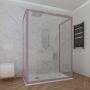 Box doccia 3 lati 80x120x80 CM H 200 Vetro Trasparente Profilo Lavanda mod. Deco Trio