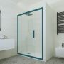 Porta doccia scorrevole 110 CM H 200 Vetro Trasparente Profilo Verde night watch mod. Deco