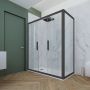 Box doccia 2 ante scorrevoli 90x150 CM H 200 Vetro Trasparente Profilo Antracite mod. Glam Duo