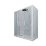 Box doccia 2 ante scorrevoli 80x150 CM H 200 Vetro Trasparente Profilo Bianco Matt mod. Glam Duo