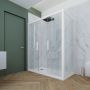 Box doccia 2 ante scorrevoli 80x150 CM H 200 Vetro Trasparente Profilo Bianco Matt mod. Glam Duo