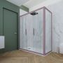 Box doccia 2 ante scorrevoli 80x130 CM H 200 Vetro Trasparente Profilo Lavanda mod. Glam Duo