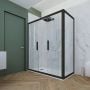 Box doccia 2 ante scorrevoli 90x140 CM H 200 Vetro Trasparente Profilo Nero Matt mod. Glam Duo