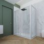 Box doccia 2 ante scorrevoli 70x120 CM H 200 Vetro Trasparente Profilo Blu Vintage mod. Glam Duo