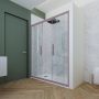 Porta doccia scorrevole 170 CM H 200 Vetro Trasparente Profilo Lavanda mod. Glam