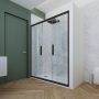 Porta doccia scorrevole 140 CM H 200 Vetro Trasparente Profilo Nero Matt mod. Glam