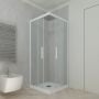 Box doccia angolare scorrevole 75x80 CM H 200 Vetro Trasparente Profilo Bianco Matt mod. Kolors