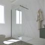 Parete doccia Walk-in da 110 CM H 200 Vetro Trasparente Profilo Nero Matt in pvc mod. Kolors