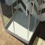 Box Doccia 3 Lati in PVC 75x100 CM H 200 Vetro Trasparente Profilo Bianco mod. Lite