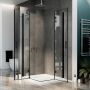 Box Doccia 80x80 CM H190 Trasparente con mod. Flip Black Anta + Anta Ap. Battente