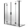 Porta Doccia 240CM H190 Vetro Trasparente mod. Flip Black Anta + Anta