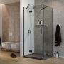 Box Doccia 80x90 CM H190 Trasparente con mod. Flip Black Anta + Fisso