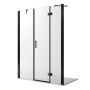 Porta Doccia 145CM H190 Vetro Trasparente mod. Flip Black Anta + Fisso