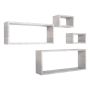 Mensole rettangolari da parete componibili Set di 4 colore Rovere grigio mod. Merlino