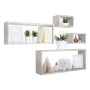 Mensole rettangolari da parete componibili Set di 4 colore Rovere grigio mod. Merlino