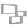Mensole da parete rettangolari set di 3 pz componibile colore Grigio sasso mod. Trittico
